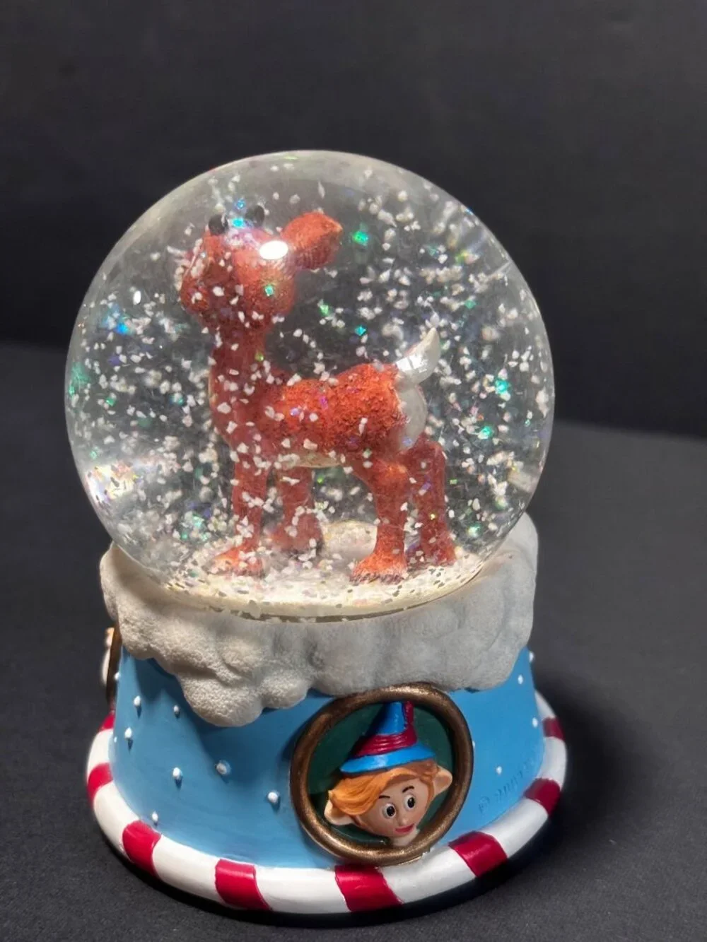 Rudolph The Red Nosed Reindeer Snow Globe Christmas Decoration Enesco VTG READ